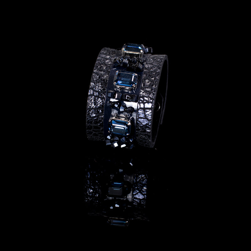 The Sparkler Snake Skin Leather Cuff with Swarovski Crystals