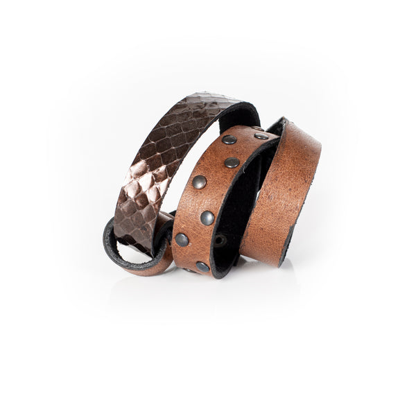 The Leather Triple Wrap Bracelet With Studs