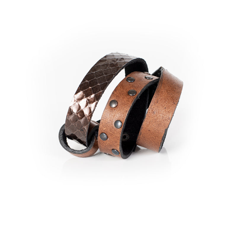 The Leather Triple Wrap Bracelet With Studs