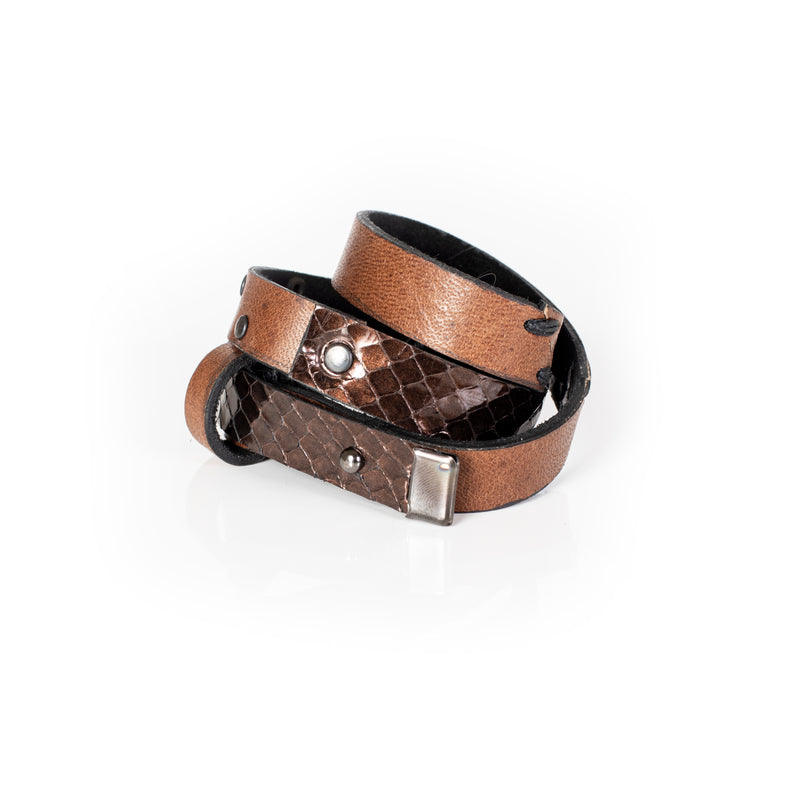 Triple Leather Wrap Bracelet with Clip