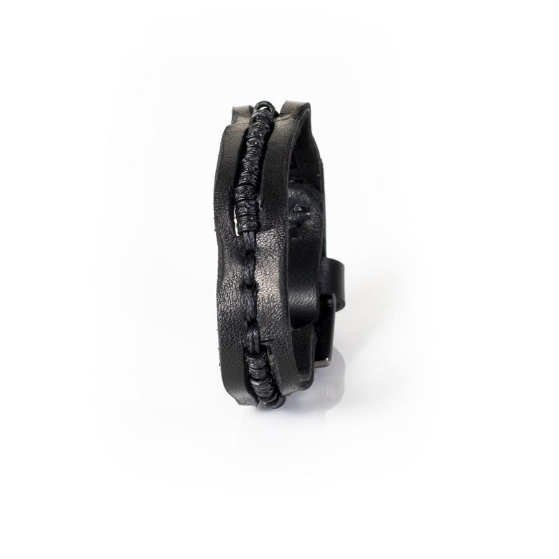 The Curvy Black Leather Bracelet