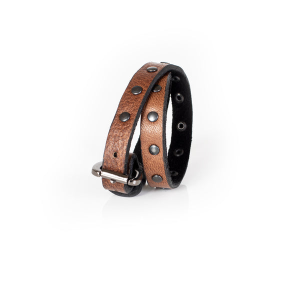 The Leather Double Wrap Bracelet With Studs