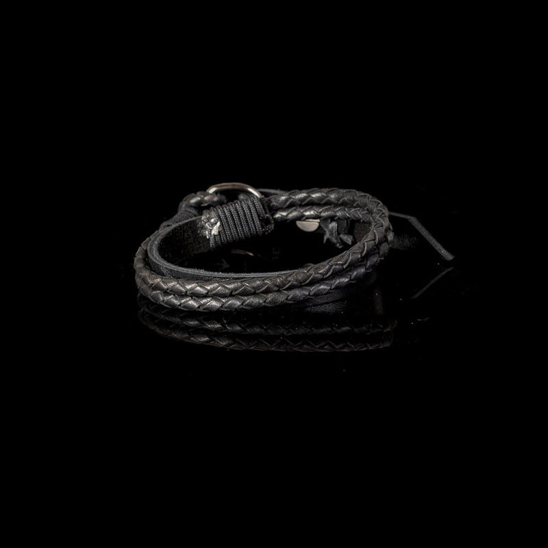 The Braided Double Wrap Black Leather Bracelet