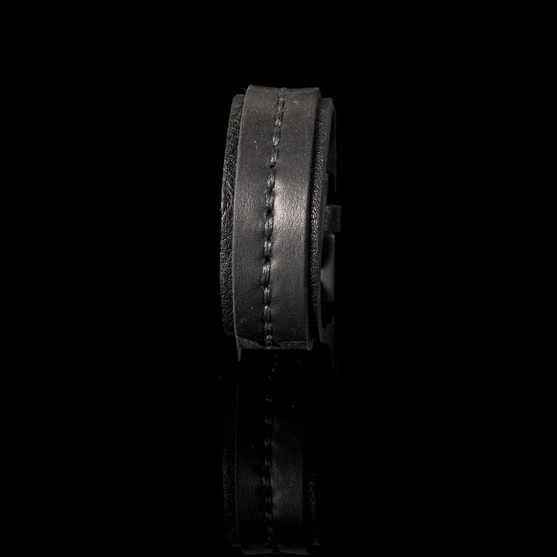 The Double Stitched Black Leather Cuff