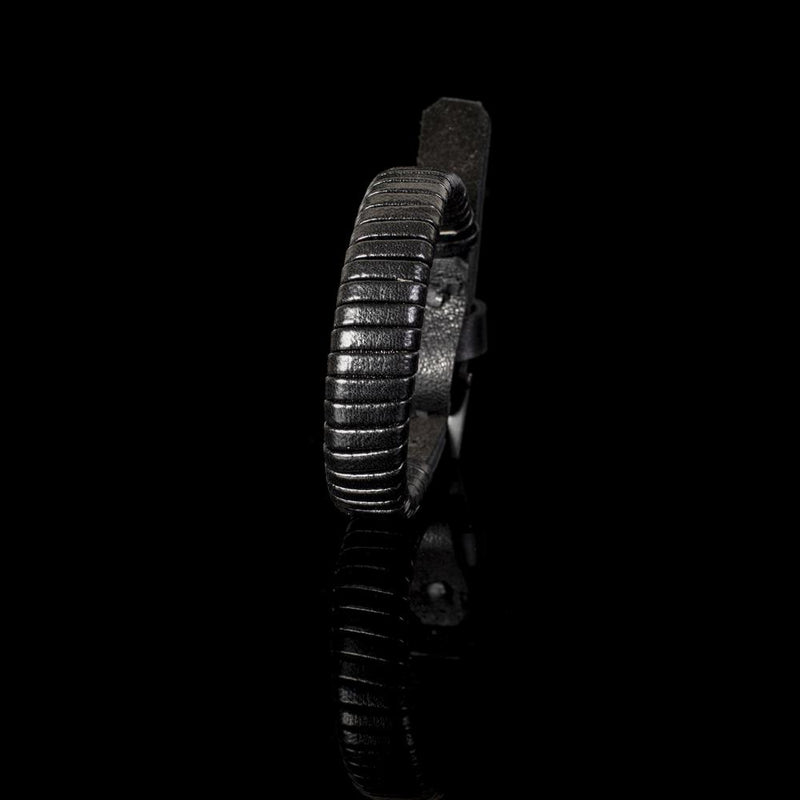 The Spiral Black Leather Bracelet