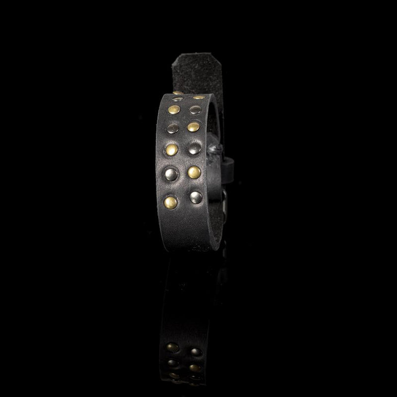 The Bronze Studded Black Leather Cuff