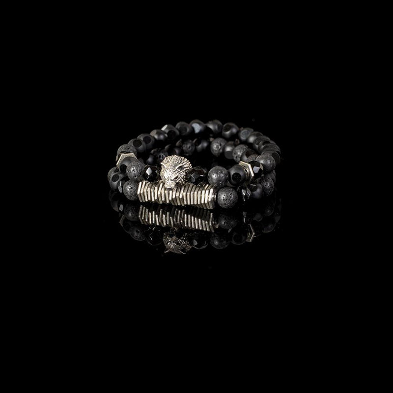 The Legendary Wolf Beaded Black Bracelet Set
