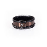 The Slim Zipper Leather Cuff with Swarovski Crystals