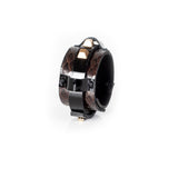 The Serpent Brown Leather Cuff With Studs