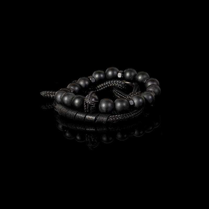 The Beaded Black on Black Bracelet Set