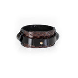 The Serpent Brown Leather Cuff With Studs