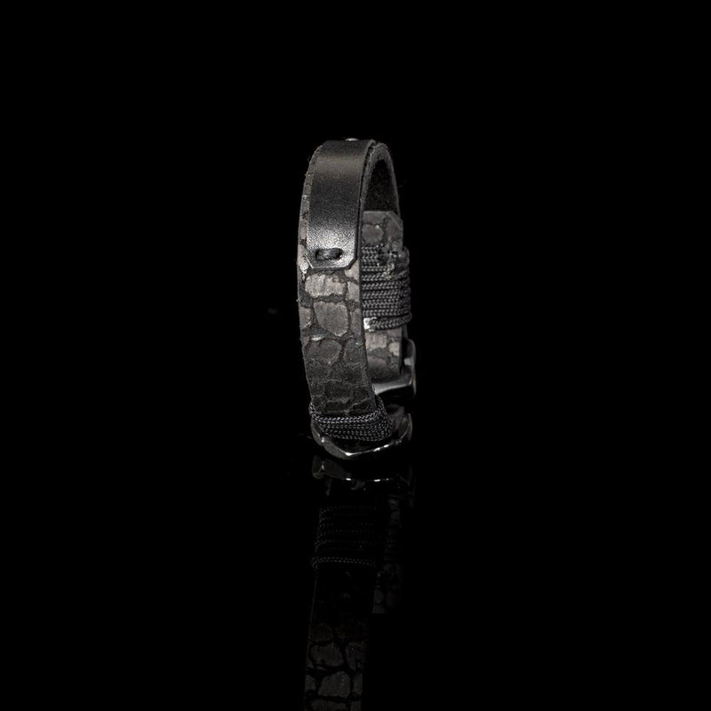 The Embossed Black Leather Bracelet