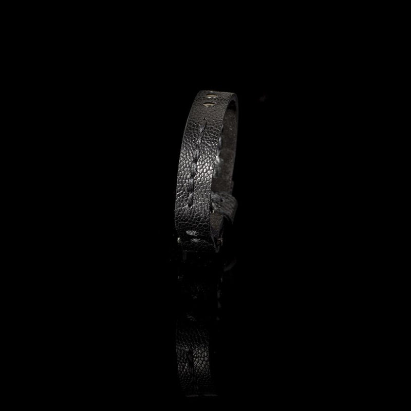 The Minimalist Stitched Black Leather Bracelet