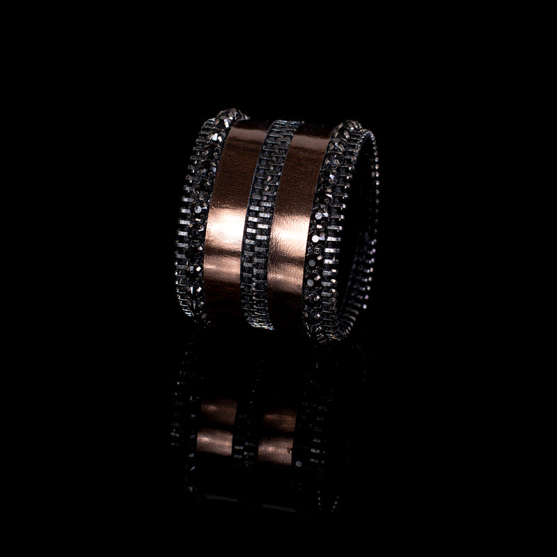 The Double Zipper Leather Cuff with Swarovski Crystals