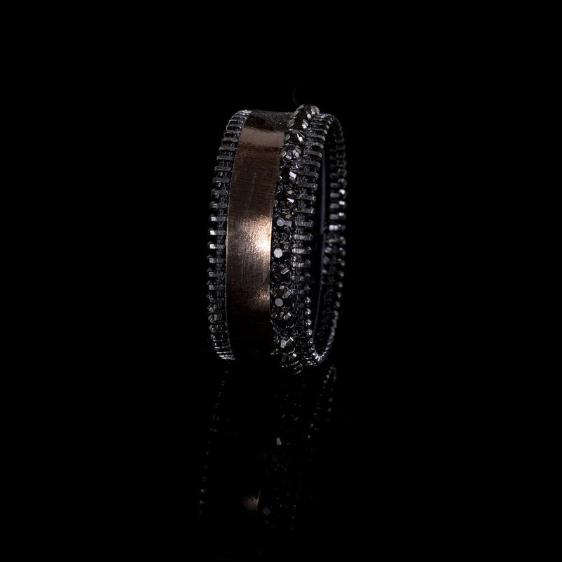 The Slim Zipper Leather Cuff with Swarovski Crystals
