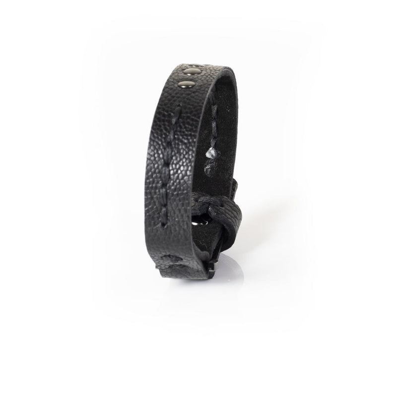 The Minimalist Stitched Black Leather Bracelet