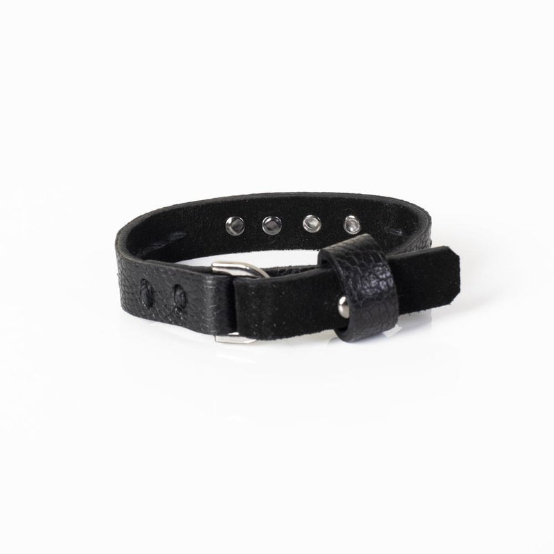 The Minimalist Stitched Black Leather Bracelet