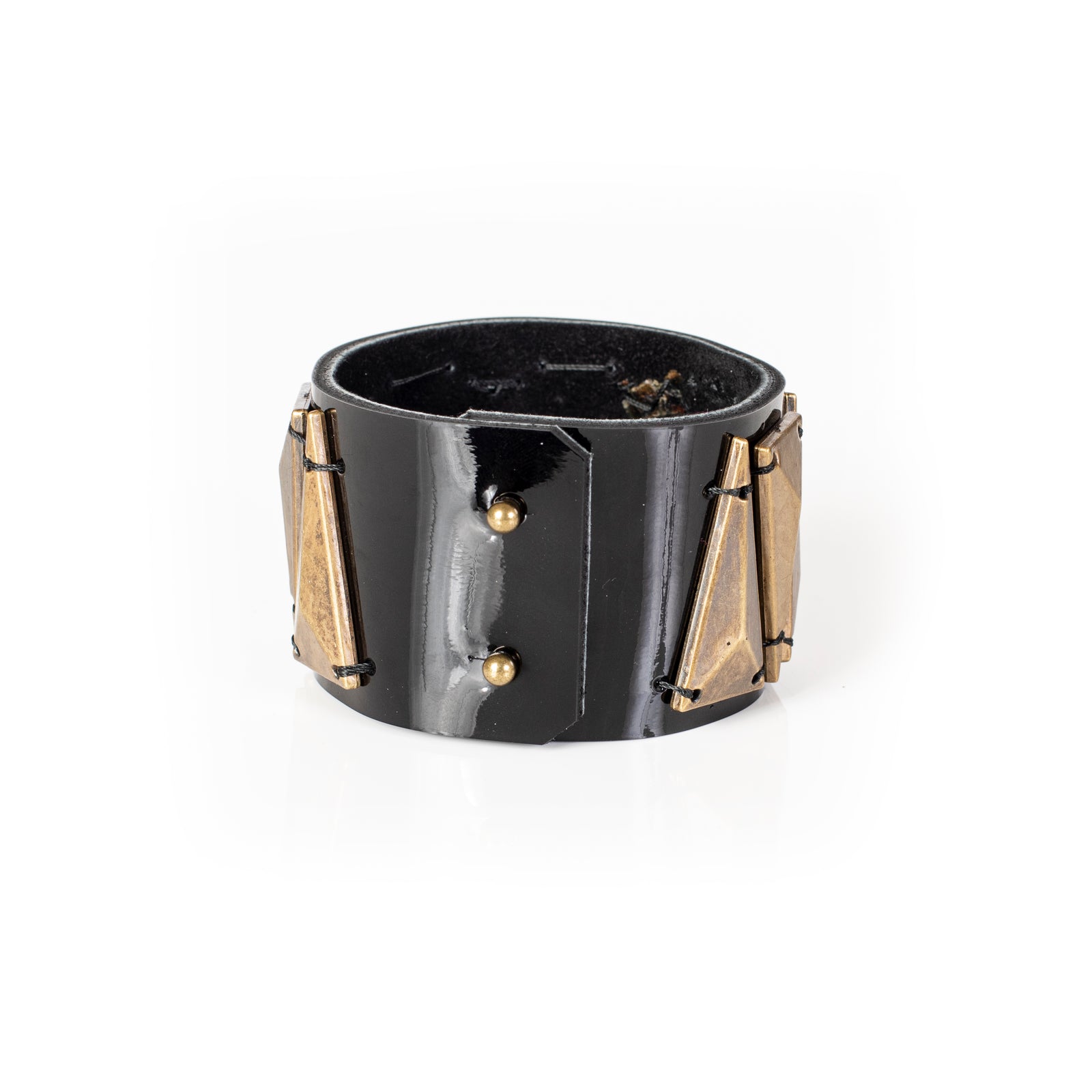 The Triangle Black Patent Leather Cuff – The Dark USA