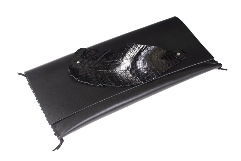 Envelope Clutch Wallet - Handmade Leaf Leather Purse with Coin Pouch