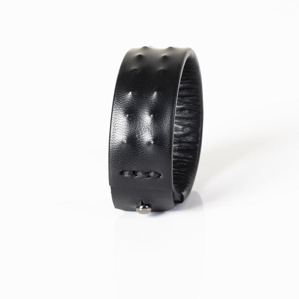 The Wide Pinned Black Leather Cuff