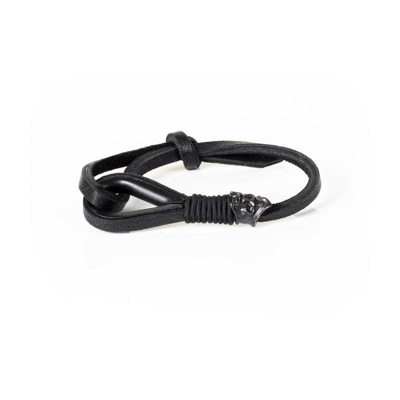 The Adjustable black Leather Skull Bracelet