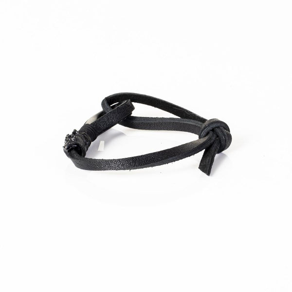 The Adjustable black Leather Skull Bracelet