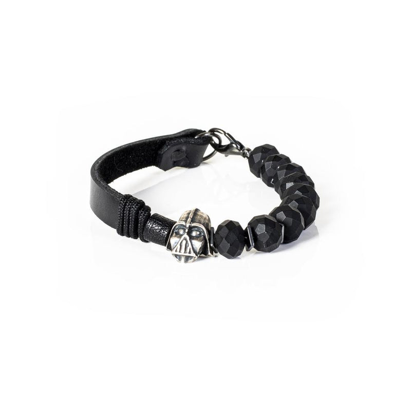 The Duo Beaded Black Leather Bracelet