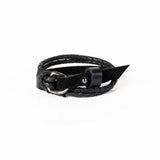 The Braided Double Wrap Black Leather Bracelet