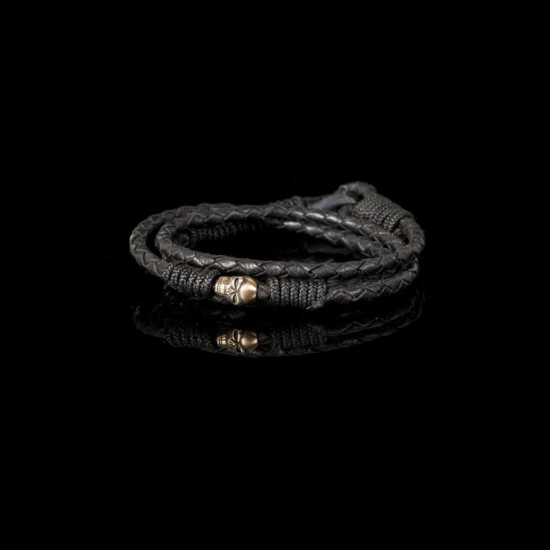 The Braided Triple Tour Black Leather Wrap