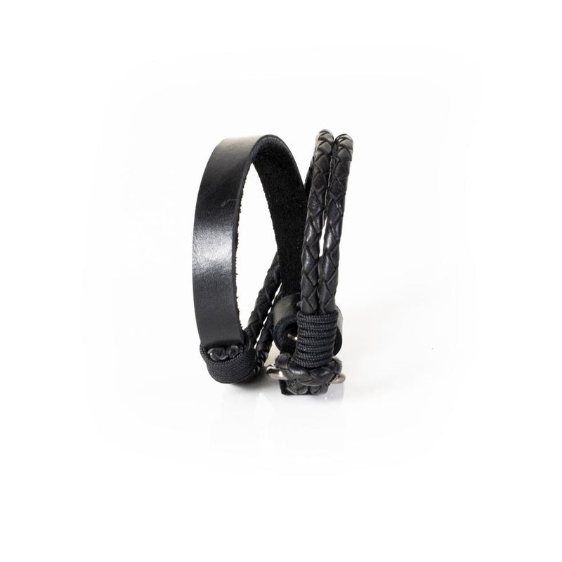 The Braided Double Wrap Black Leather Bracelet