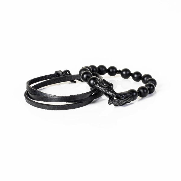 The Gargoyles Beaded Black Bracelet Set