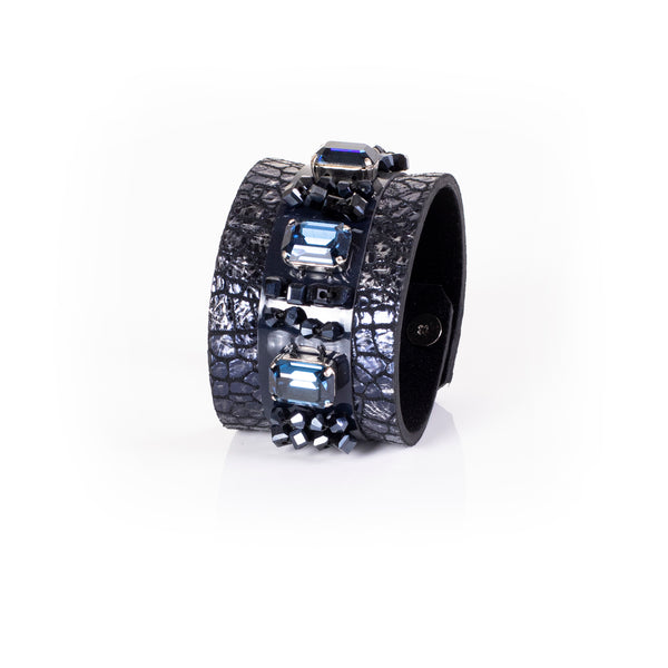 The Sparkler Snake Skin Leather Cuff with Swarovski Crystals