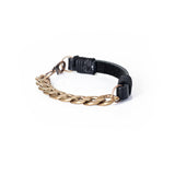 The Bronze Chain Black Leather Bracelet