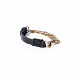 The Bronze Chain Black Leather Bracelet