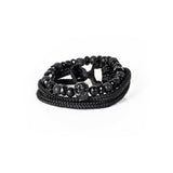 The Beaded Black on Black Skull Bracelet Set