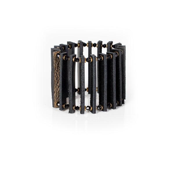 The Domino Black Leather Bracelet