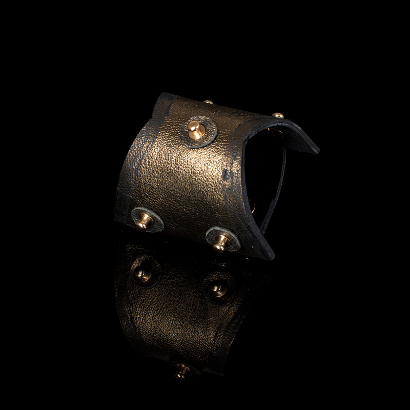 The Matte Bronze Leather Cuff With Snaps