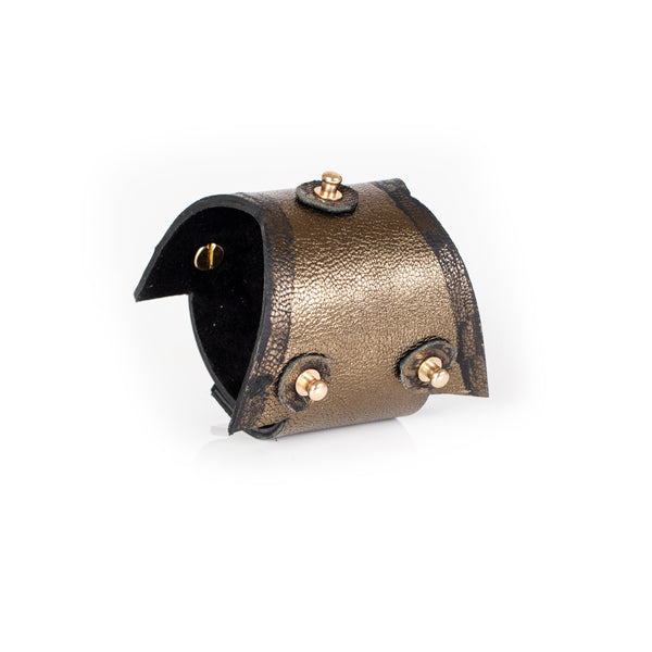 The Matte Bronze Leather Cuff With Snaps