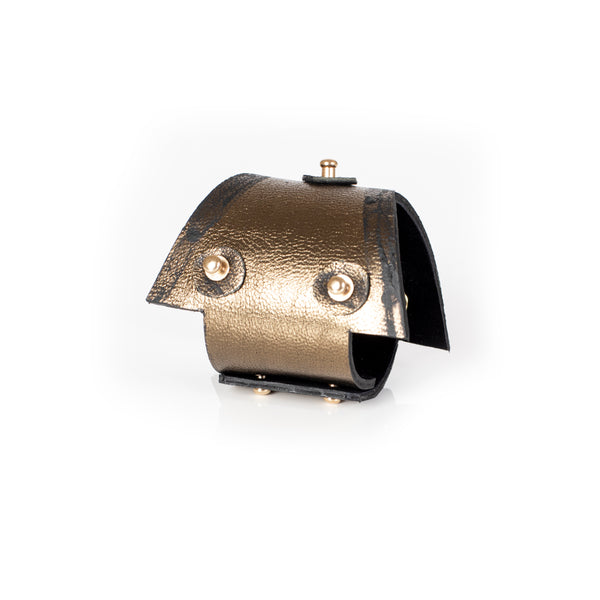 The Matte Bronze Leather Cuff With Snaps
