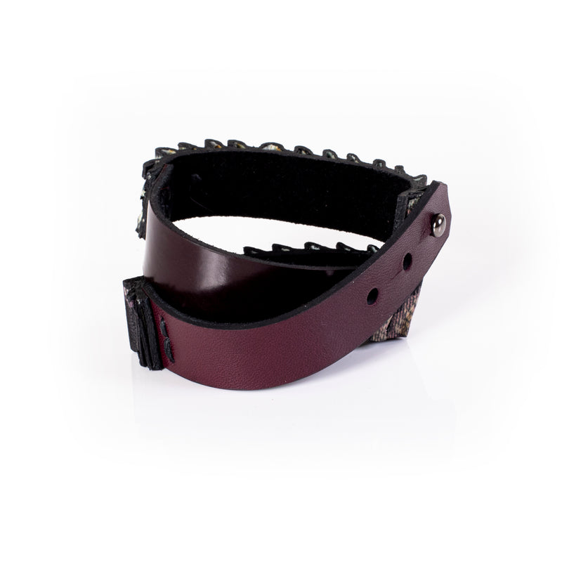 The Wide Embossed Leather Double Wrap Bracelet