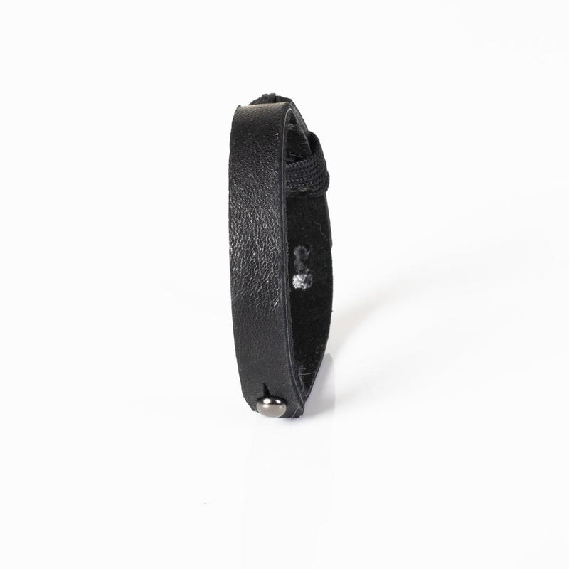 The Roped Slim Black Leather Bracelet