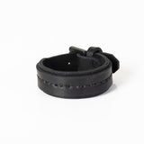 The Double Stitched Black Leather Cuff