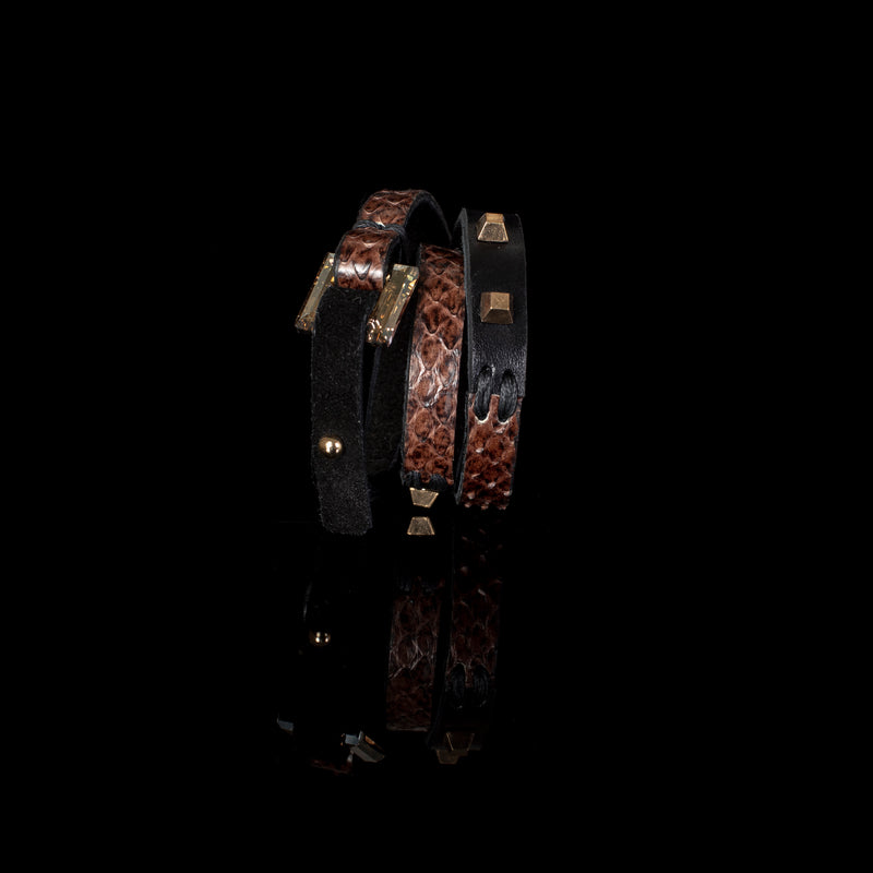 The Leather Triple Wrap Bracelet With Swarovski Crystals and Studs