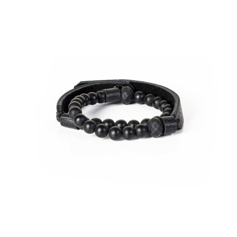 The Beaded And Black Leather Wrap