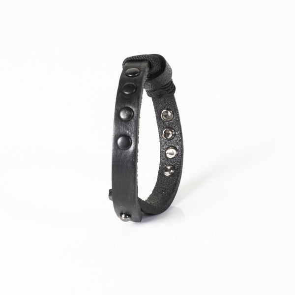 The Roped Slim Black Leather Bracelet