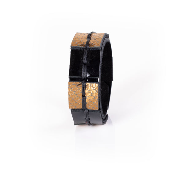 The Golden Hand Stitched Leather Bracelet