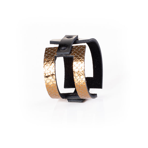 The Golden Rectangular Leather Cuff