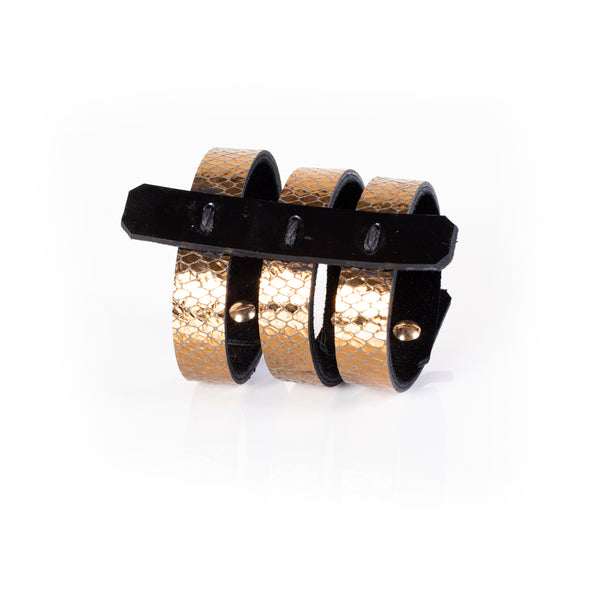 The Golden Parallel Leather Cuff