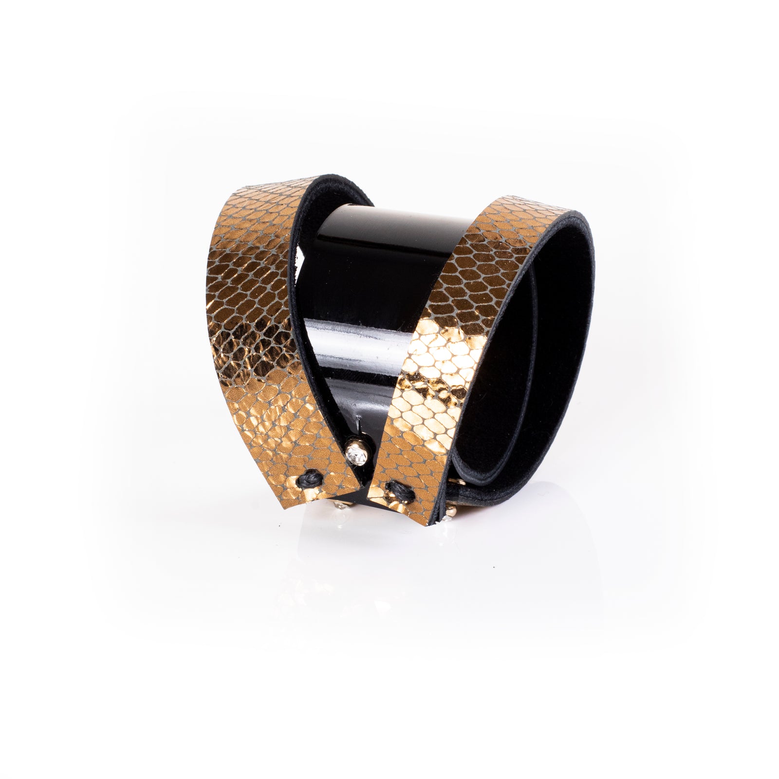The Golden Wide Leather Cuff – The Dark USA