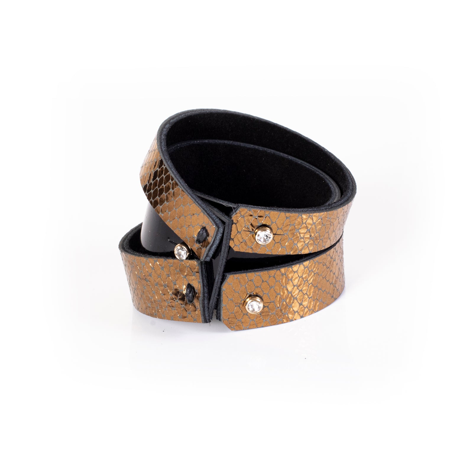 The Golden Wide Leather Cuff – The Dark USA